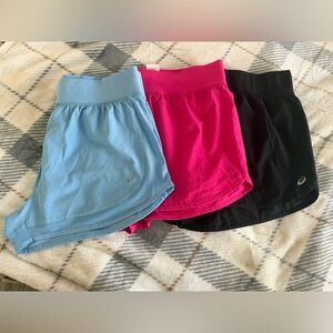 Asics Athletic Shorts Trio - Blue, Pink, Black